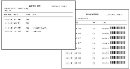 病棟別時間割・担当者別時間割
